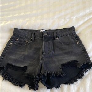 Pistola Black Cut Off Jean Shorts Distressed High-Waisted